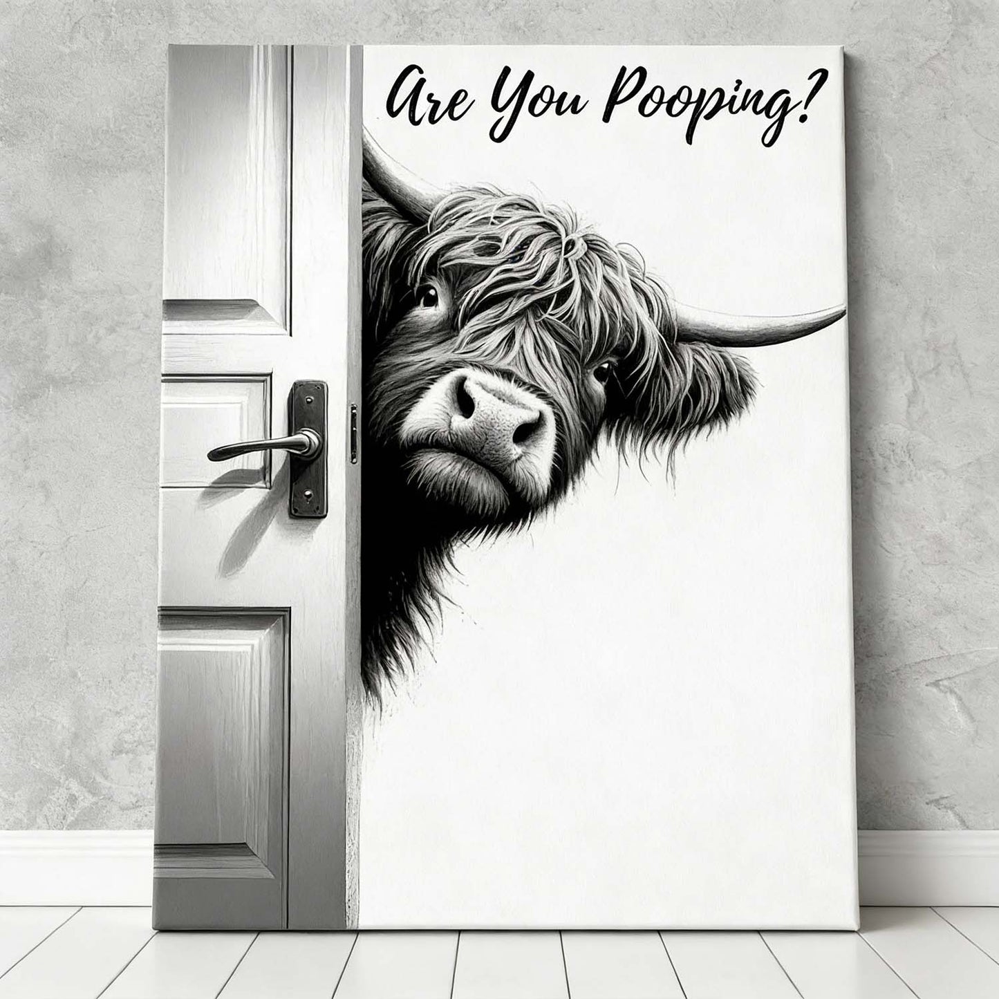 Vintage Highland Cow - D581- Gallery Wrapped Canvas Prints