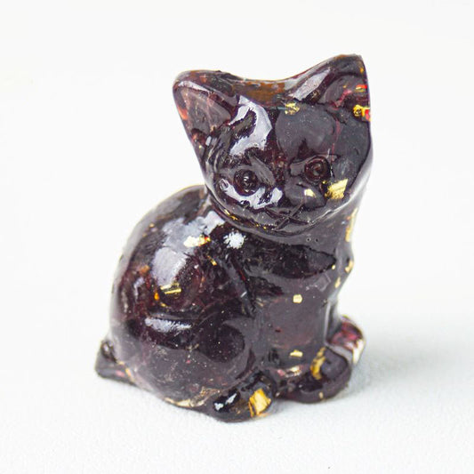 Handmade Natural Crystal Gemstone Sitting Cat - Garnet