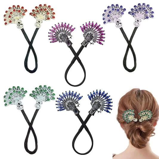 Crystal Leaf Hair Clip|Vintage-Inspired Rhinestone Ponytail Holder