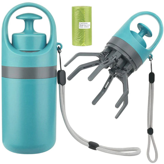 No-Touch Dog Waste Scooper With Built-In Bags – Portable 6-Claw Pick-Up Tool