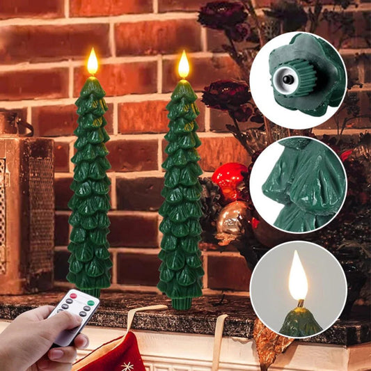 Christmas Tree LED Taper Candles Flickering with Remote Timer