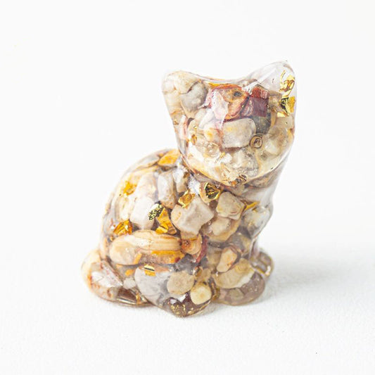 Handmade Natural Crystal Gemstone Sitting Cat - Agate