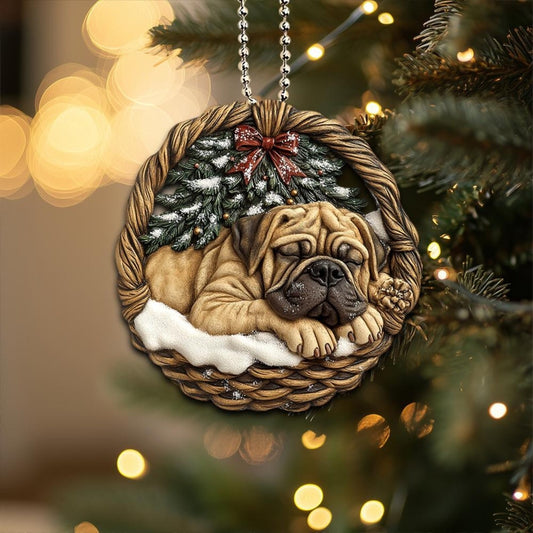 English Mastiff In Mini Baskets Ornament - MB028