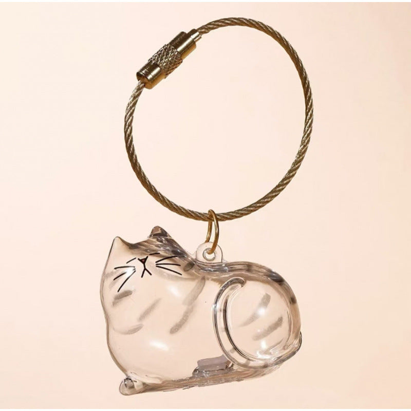 Tabby Cat Hair Collector Keychain Charm Memorial Storage Box HC023