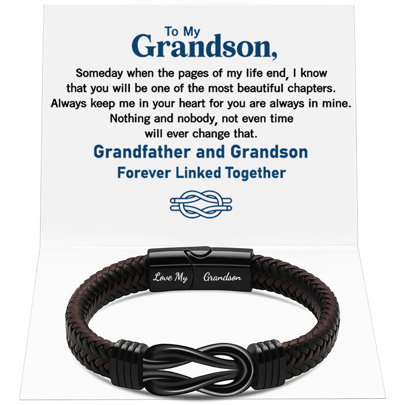 Forever Linked Together Black Braided Leather Braceletđź”—