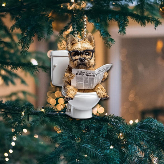 Cairn Terrier - Dog Sitting On Toilet Ornament OT032