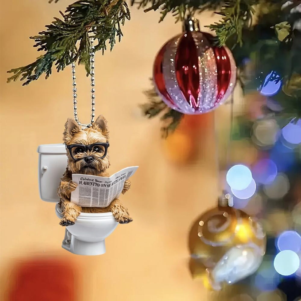 Cairn Terrier - Dog Sitting On Toilet Ornament OT032