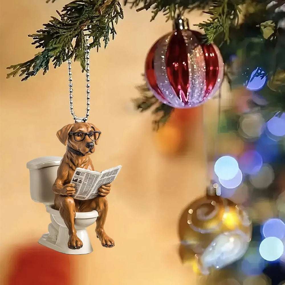 Rhodesian Ridgeback - Dog Sitting On Toilet Ornament OT033