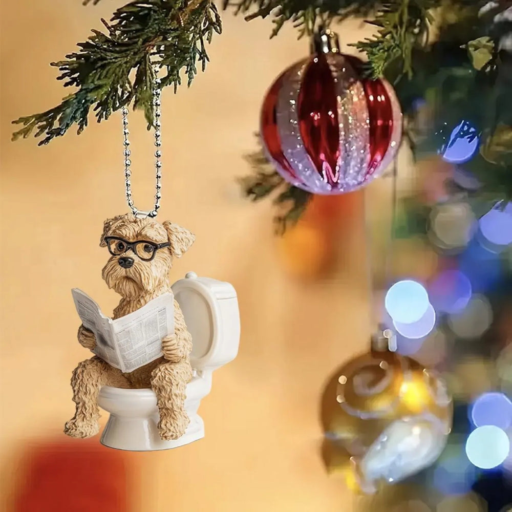 Soft Coated Wheaten Terrier - Dog Sitting On Toilet Ornament OT036