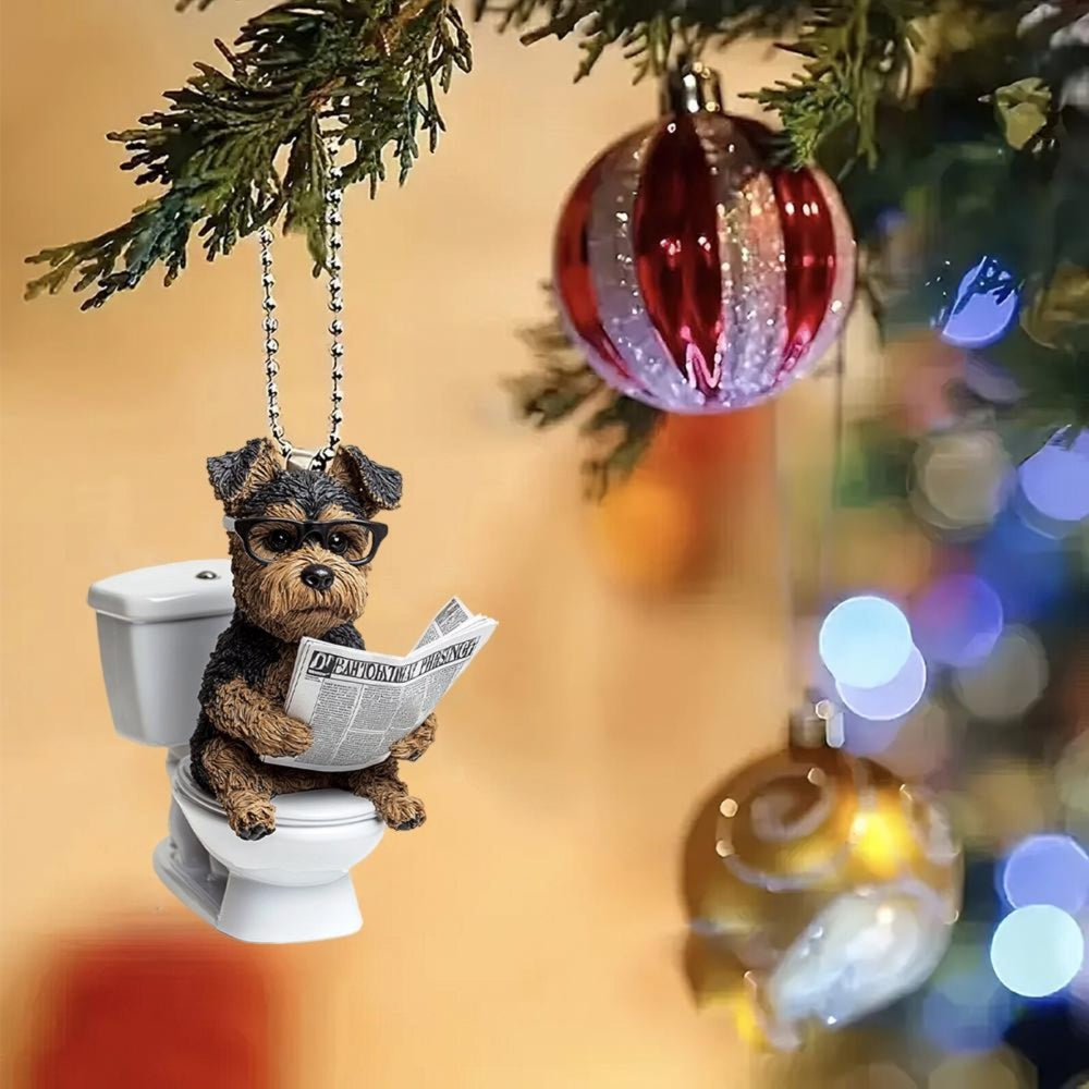 Welsh Terrier - Dog Sitting On Toilet Ornament OT037
