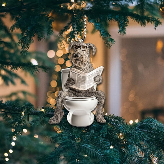 Irish Wolfhound - Dog Sitting On Toilet Ornament OT039