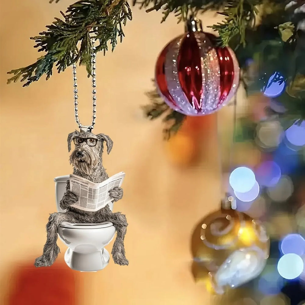 Irish Wolfhound - Dog Sitting On Toilet Ornament OT039