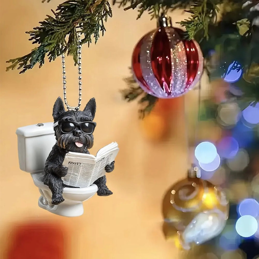 Scottish Terrier - Dog Sitting On Toilet Ornament OT041