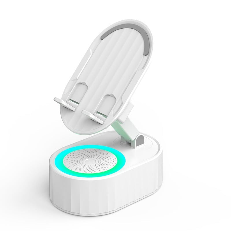 2025 Upgraded Cell Phone Stand with Induction Speaker/Power Bank/Atmosphere Light