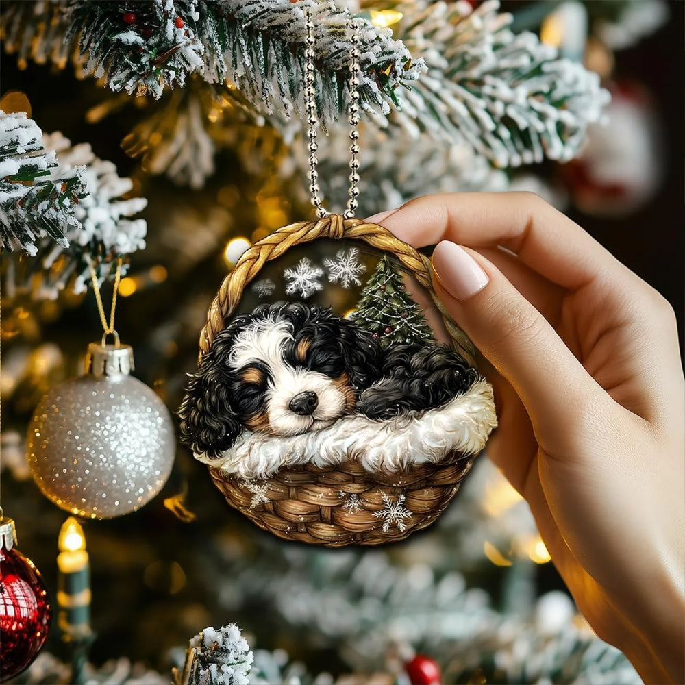 Bernedoodle In Mini Baskets Ornament - MB045