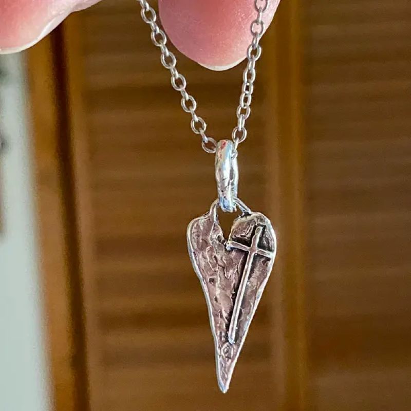 Handmade Silver Cross Healing Heart