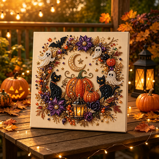 Halloween Pearl Art DIY Kit โ Turn Tiny Pearls into Spooky-Cute Magic