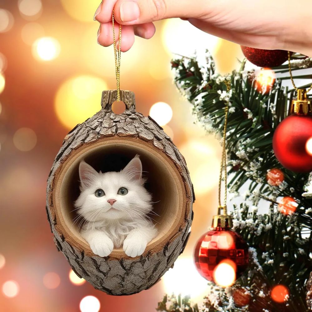 White Cat - Animal Christmas Ornament CH068