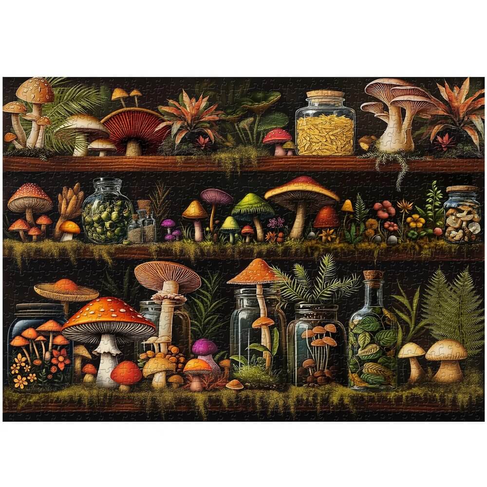 Mushroom Bookshelf Puzzle 1000-Piece