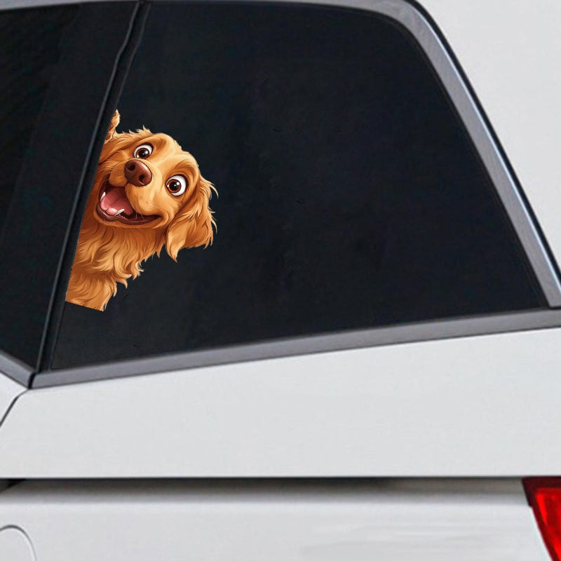 Golden Retriever Dog - Peekaboo Dog Head Car Sticker - DS055