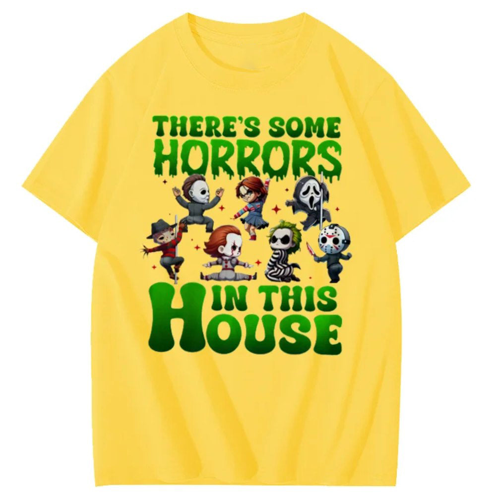 There's Some Horros In This House Pattern Print T-Shirt