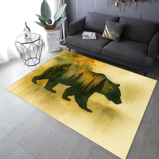 Forest Bear Silhouette Area Rug - 3D Illusion Area Rug - H630