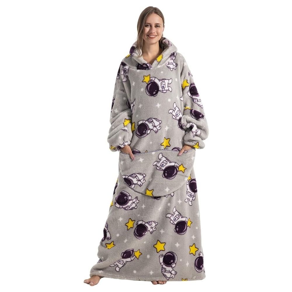 Oversized Wearable Hoodie Blanket – Gray Astronaut