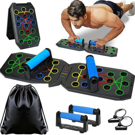 Enhanced Push-up Board Fitness Kit with 28 Holes – Portable Home Exercise Equipment for Chest, Arms & Core