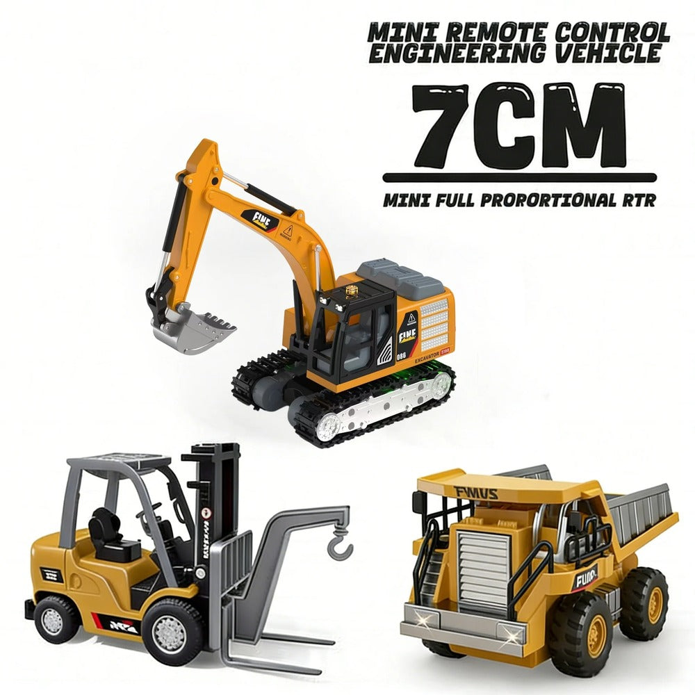 1:64 Premium Alloy Mini RC Ultimate Construction Trio Set(Three Pcs) – Forklift, Excavator & Dump Truck