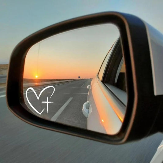 Heart & Cross Car Mirror Stickers – Car Rearview Mirror Decal