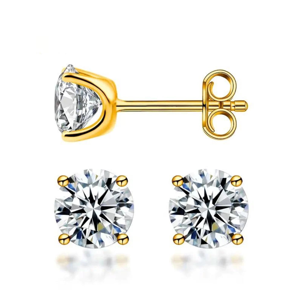 Moissanite stud earrings with butterfly back