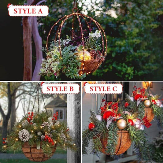 Pre-lit Artificial Christmas Hanging Basket(3 Types)