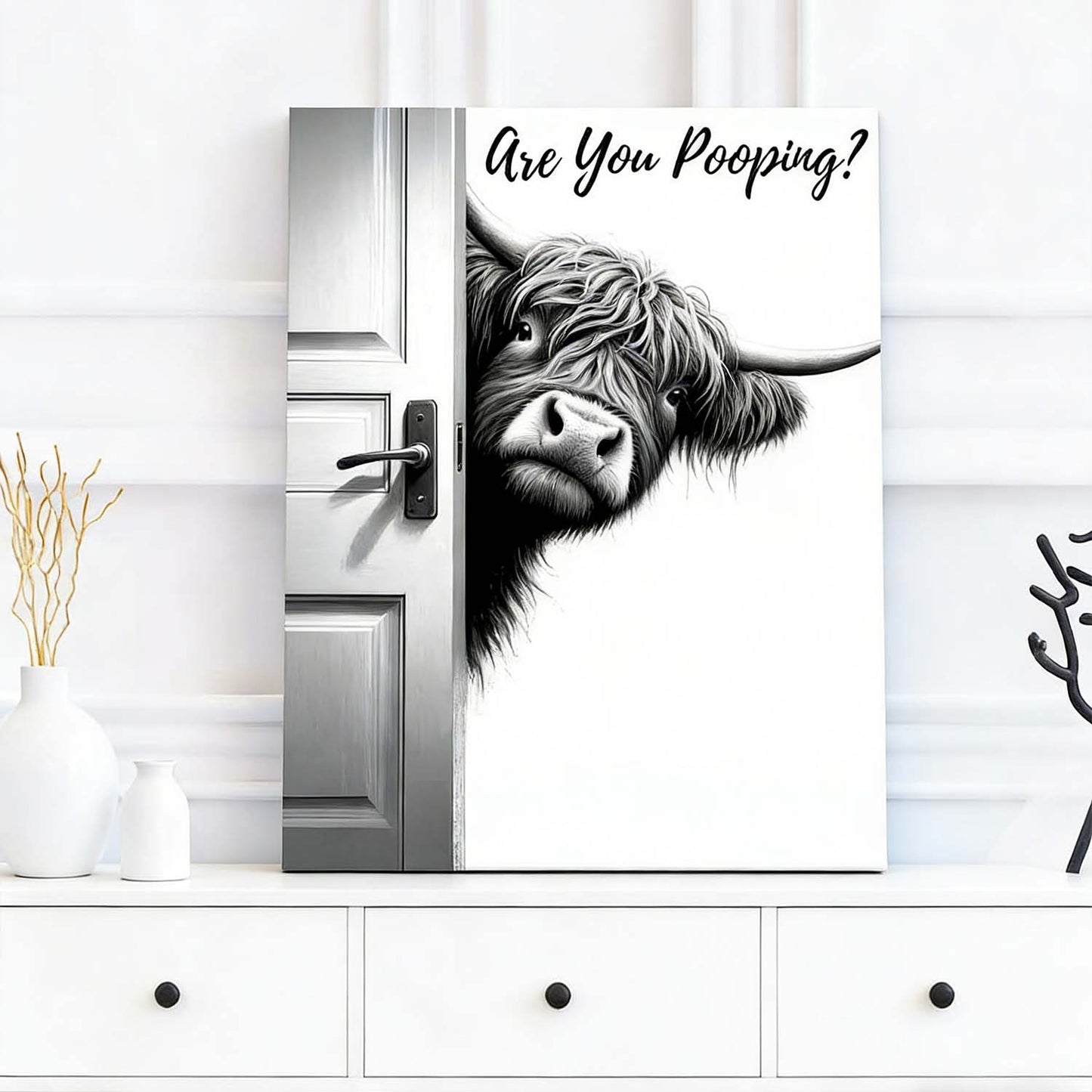 Vintage Highland Cow - D581- Gallery Wrapped Canvas Prints