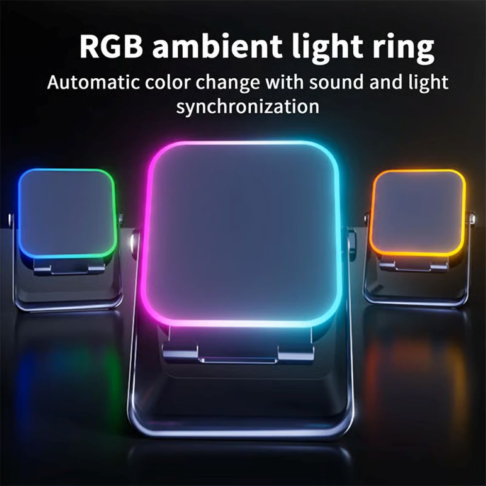 5-in-1 Wireless Induction Bluetooth Speaker with Adjustable Phone Stand