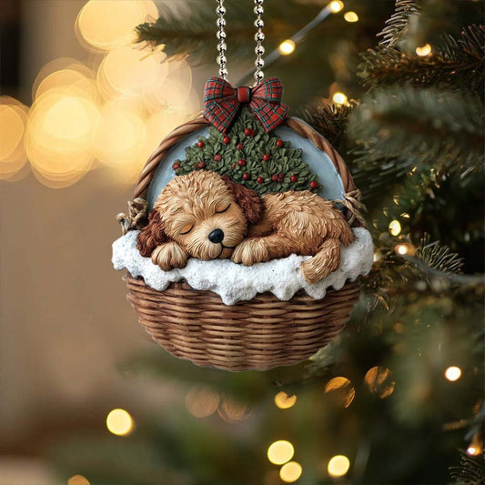 Goldendoodle In Mini Baskets Ornament - MB011