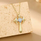 Birthstone Zirconia - Angel Wings Cross Necklace