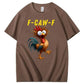 F-Caw-F Crazy Chicken Pattern T-Shirt