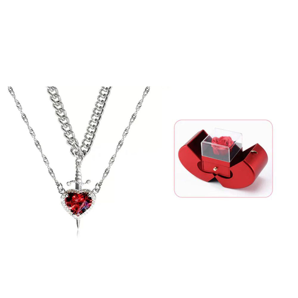 Heart Sword Pendant Necklace