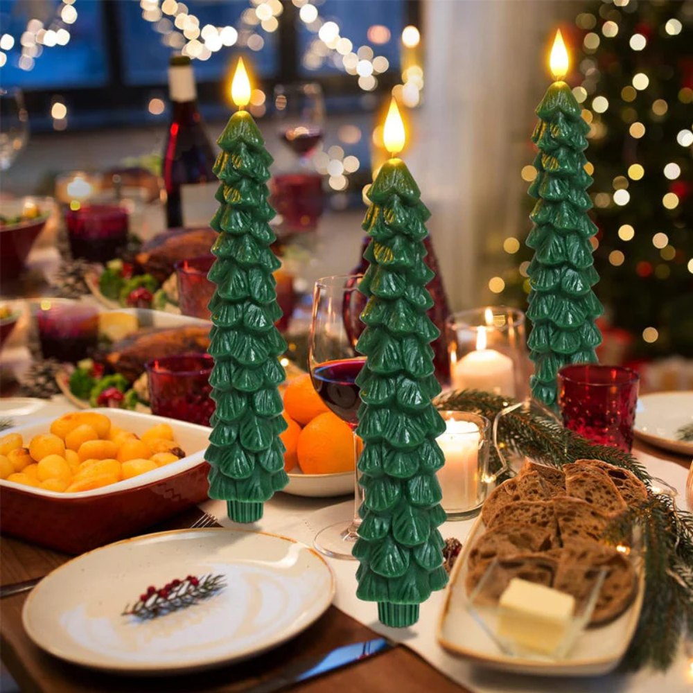 Christmas Tree LED Taper Candles Flickering with Remote Timer