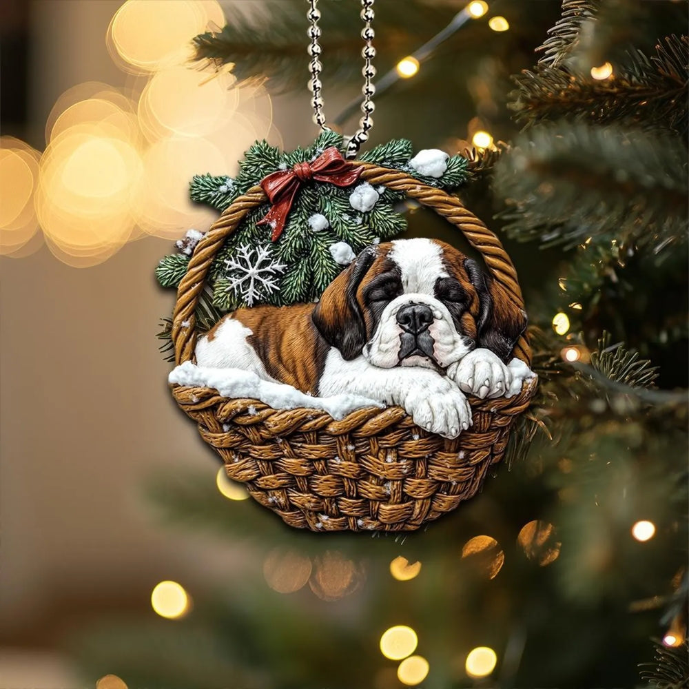 Saint Bernard In Mini Baskets Ornament - MB013