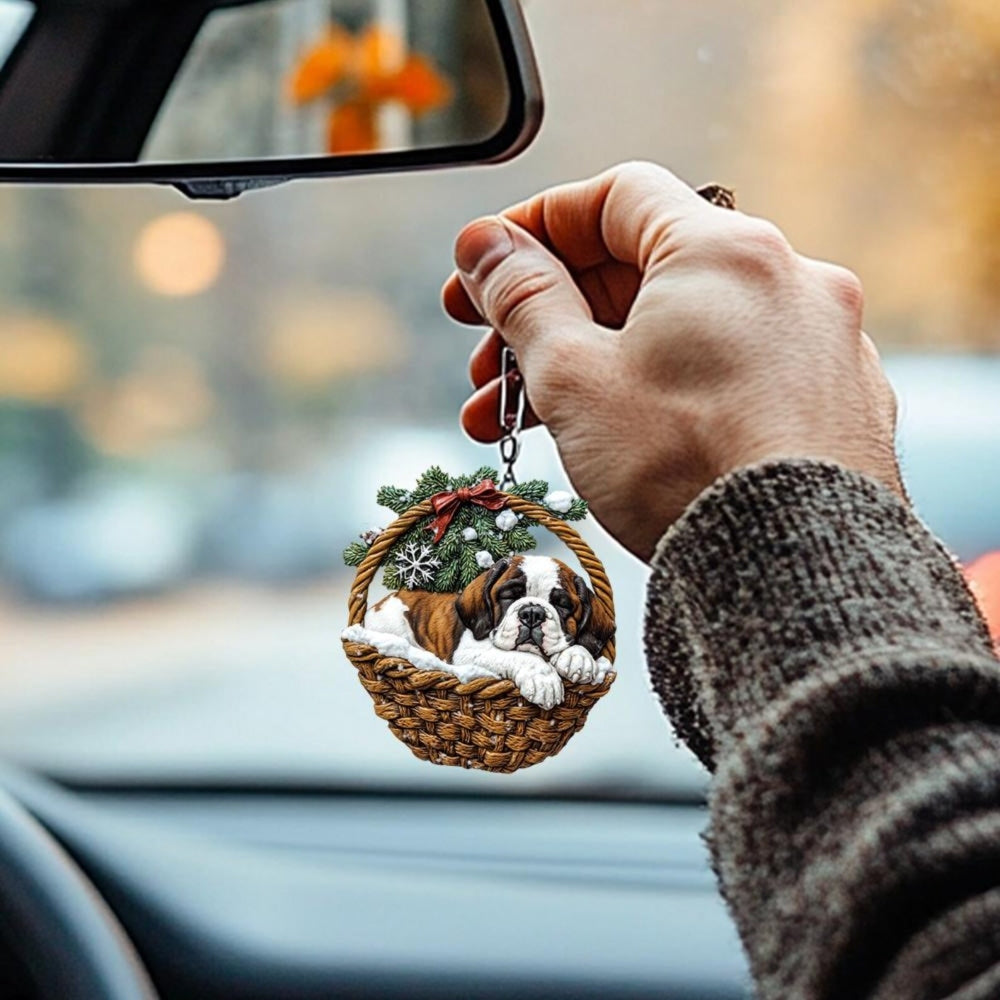 Saint Bernard In Mini Baskets Ornament - MB013