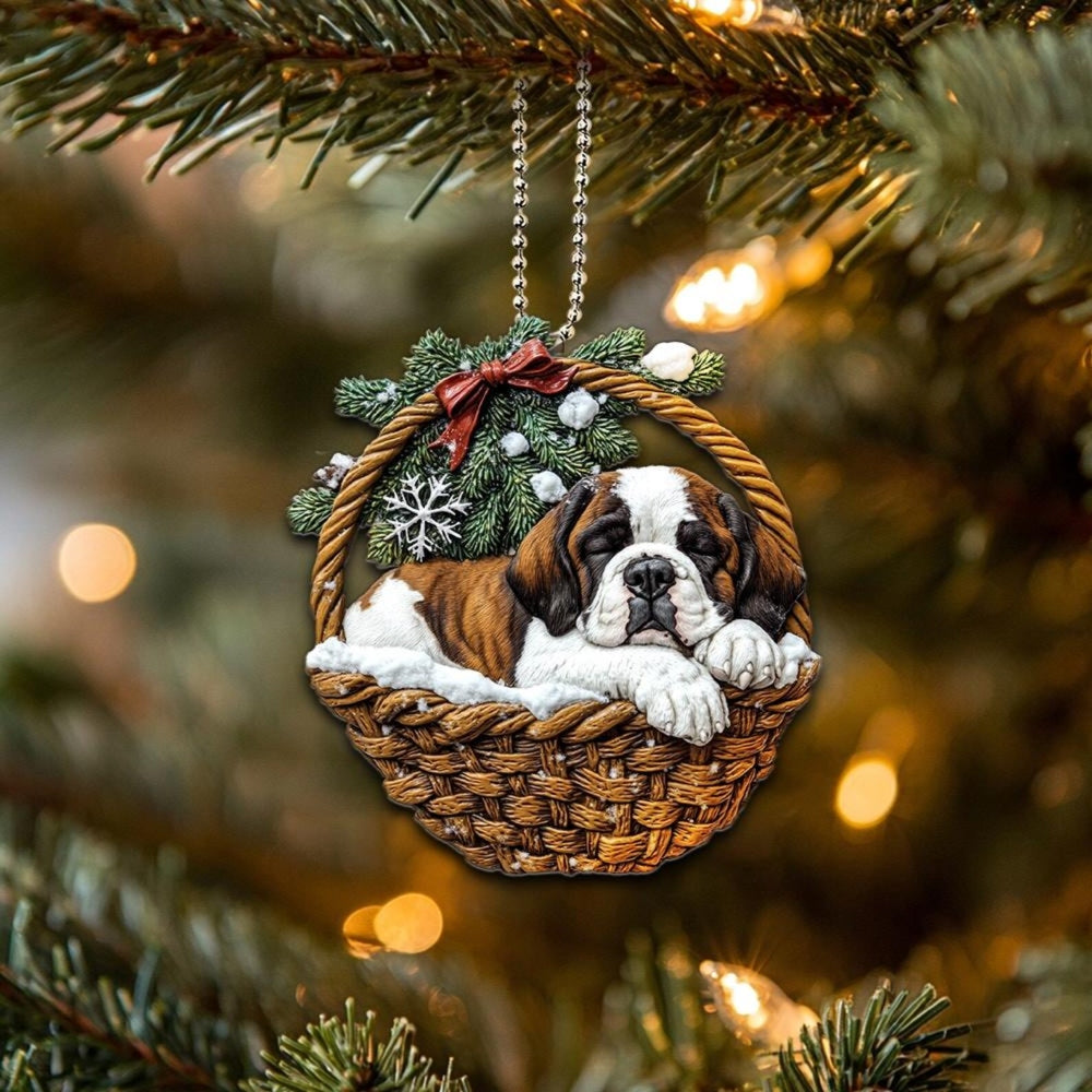 Saint Bernard In Mini Baskets Ornament - MB013