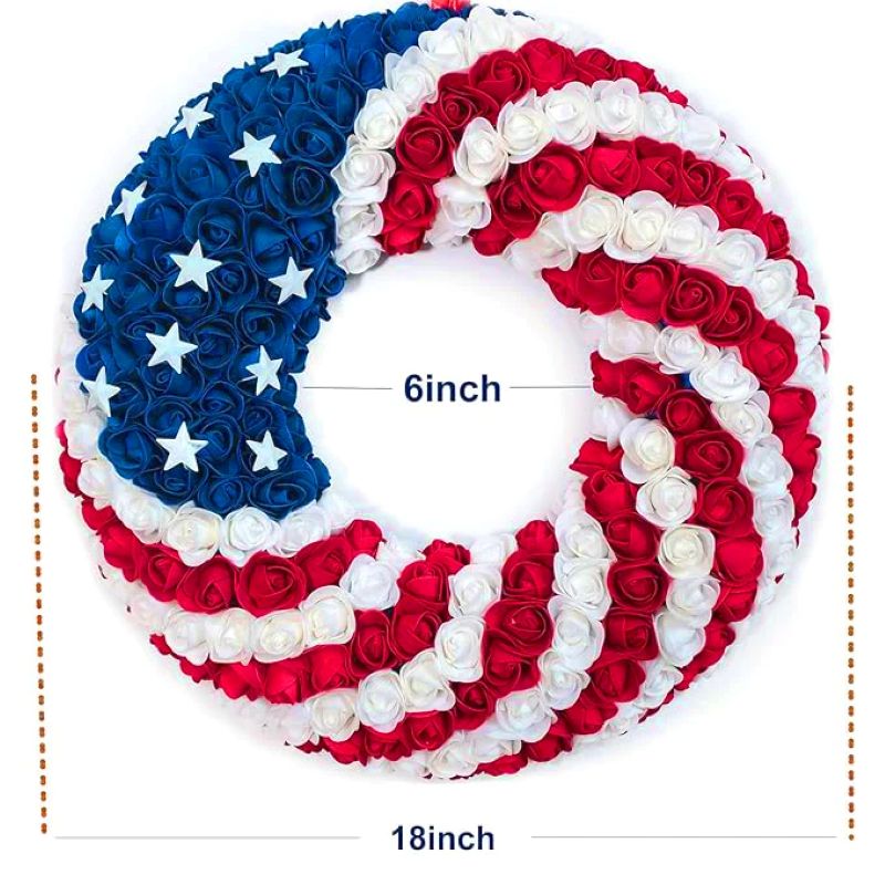 Red White and Blue Roses Patriot Wreath