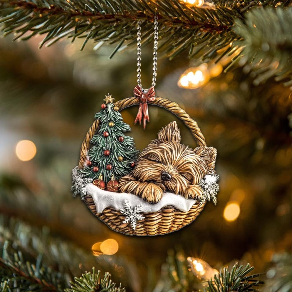 Yorkshire Terrier In Mini Baskets Ornament - MB014