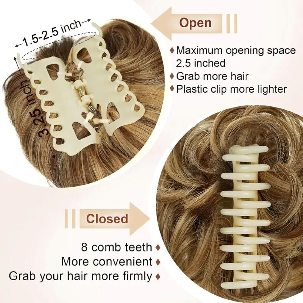Messy Bun Hair Piece for Women – Claw Clip Fake Hair Bun Extension Natural Ponytail Hairpiece