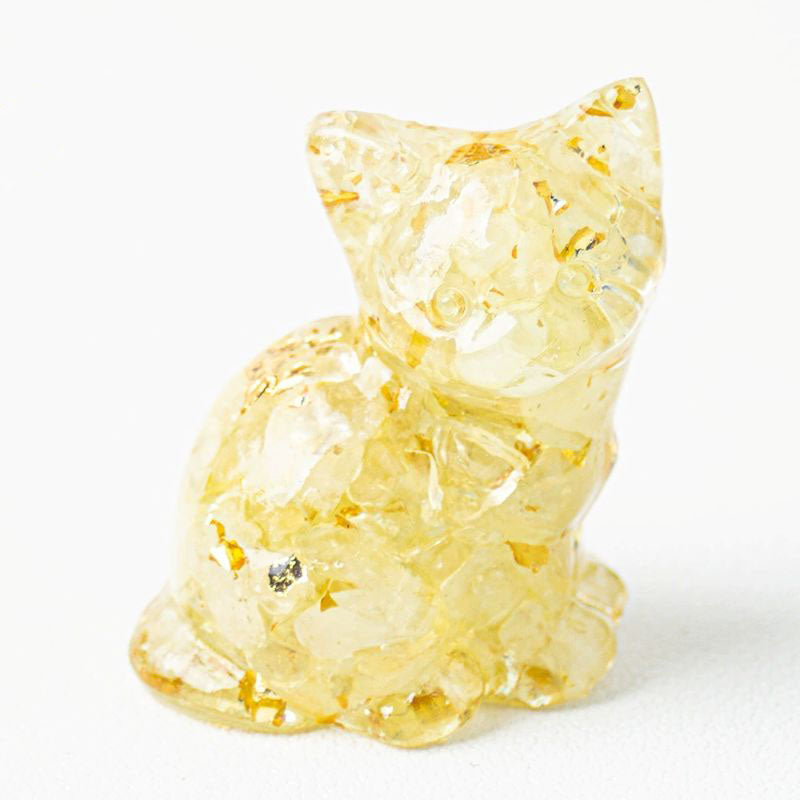 Handmade Natural Crystal Gemstone Sitting Cat - Topaz