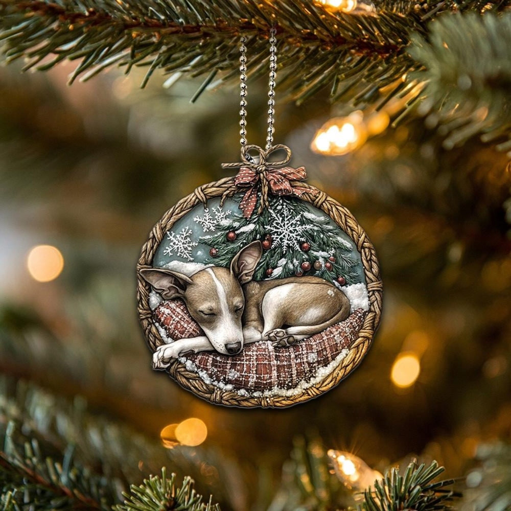 Italian Greyhound In Mini Baskets Ornament - MB015