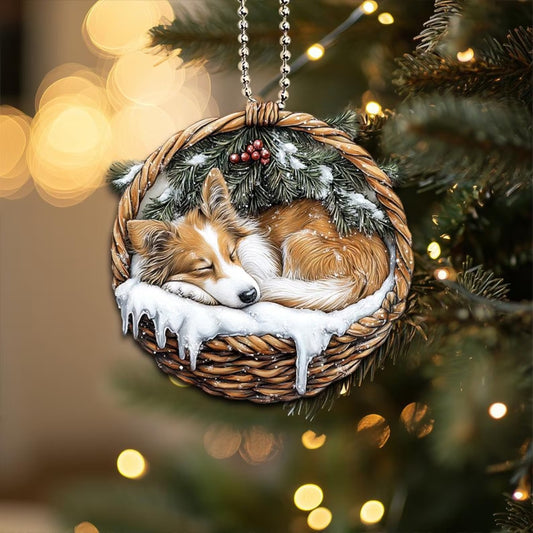 Rough Collie In Mini Baskets Ornament - MB017