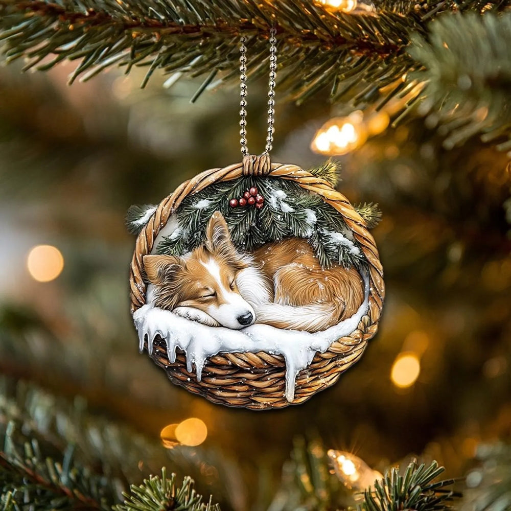 Rough Collie In Mini Baskets Ornament - MB017