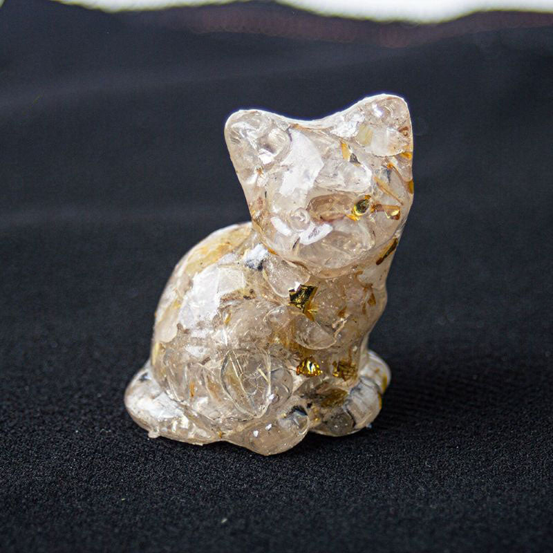 Handmade Natural Crystal Gemstone Sitting Cat